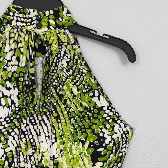 Essentials by Milano | Women’s High Neck Lime Green Halter Snakeskin Blouse S - Picture 9 of 16